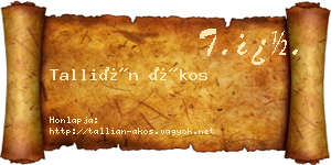 Tallián Ákos névjegykártya